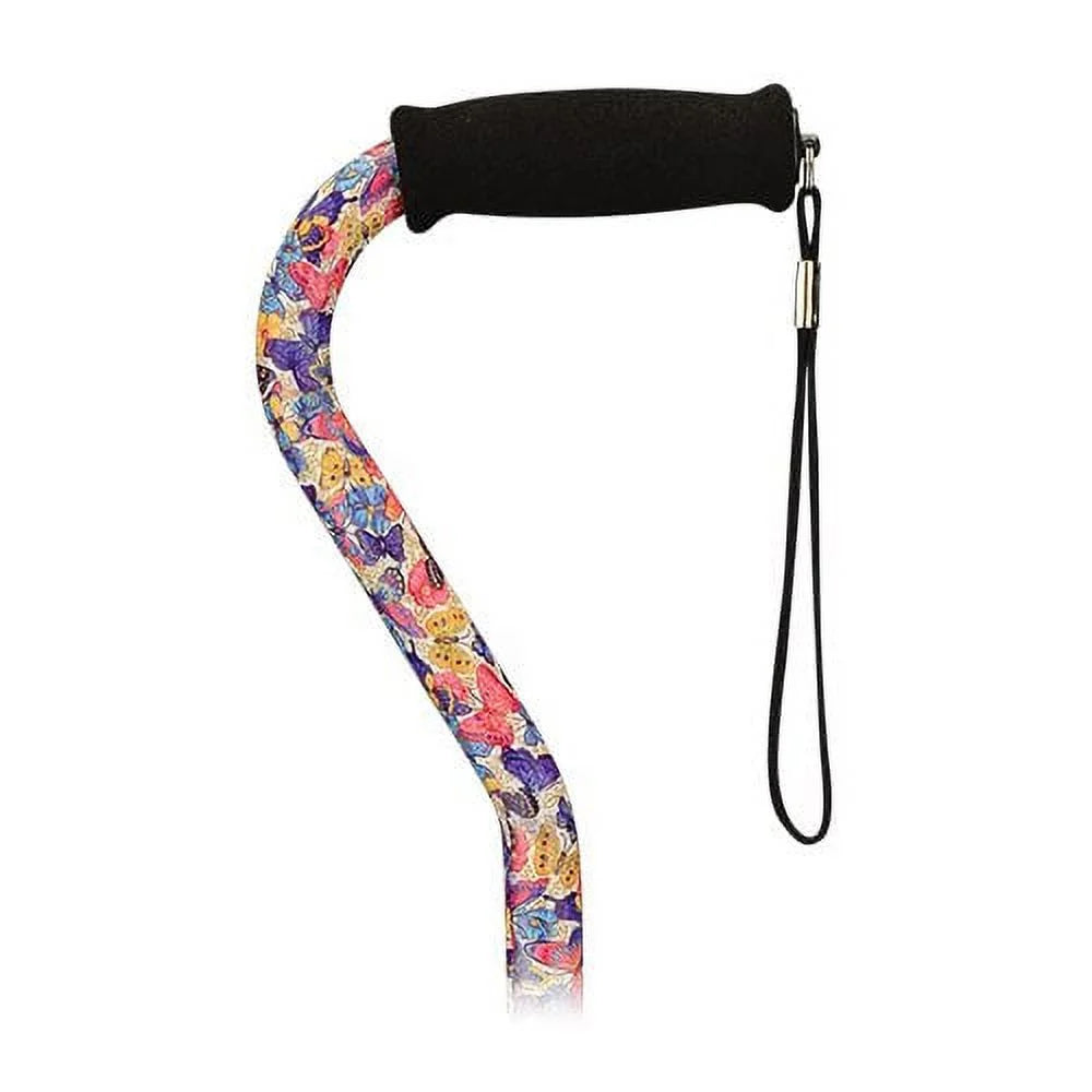 Walking Cane with All Terrain Rubber Quad Tip Base and Carrying Strap D587008