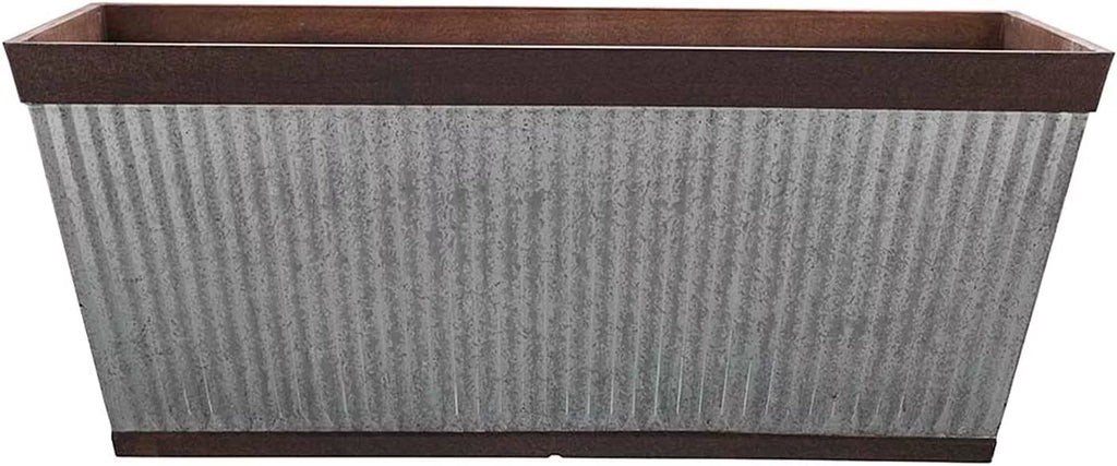 24 Inch Outdoor Deck Rail Textured Resin Planter U20037