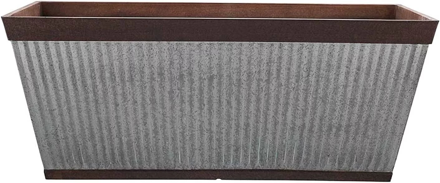 24 Inch Outdoor Deck Rail Textured Resin Planter U20037