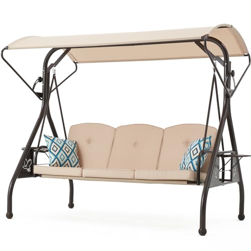 Green Patio Swing with Canopy 3 Seat with Stand Y5688
