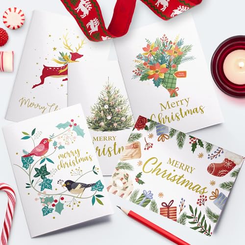 30 Unique Christmas Cards with Envelopes 4x6 and Gold Sealing Stickers Boxed Greeting Cards Set U523867