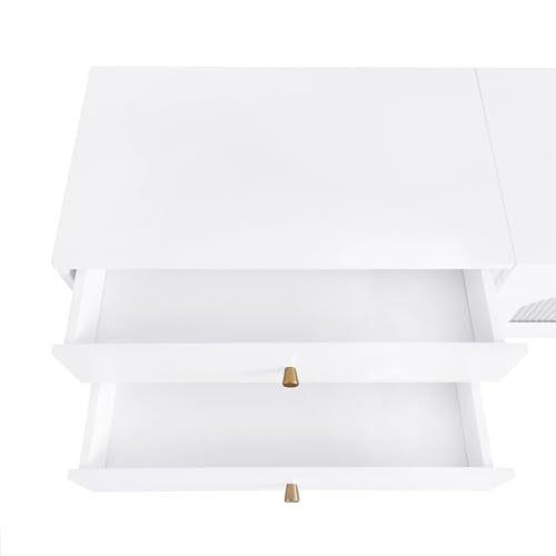 Black TV Stand with Open Storage Shelf and Drawers U5666