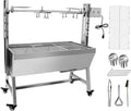 Stainless Steel Charcoal Spit Rotisserie Roaster Grill with Back Cover Guard and Baffle W769