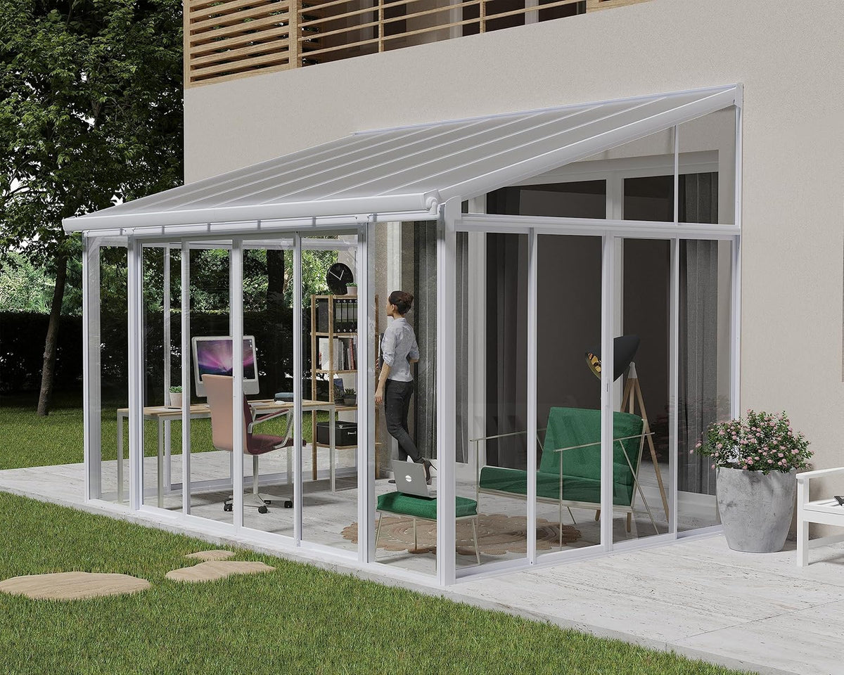 White 10x14 Enclosed Patio Cover Polycarbonate Shelter F7706