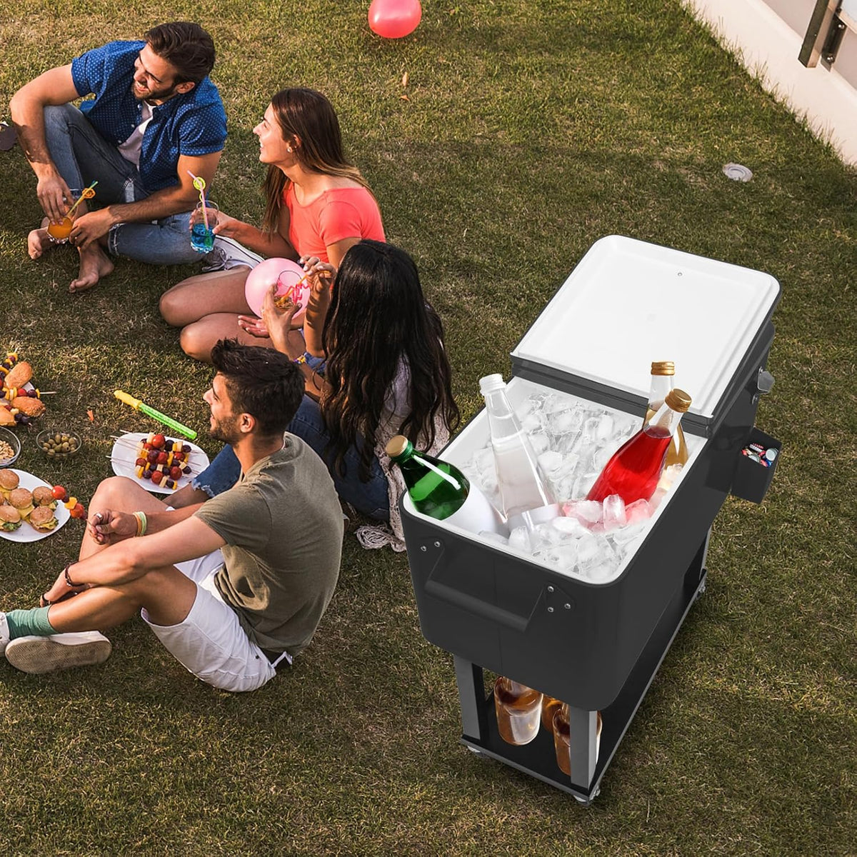 80 Quart Rolling Ice Chest with Shelf U57852