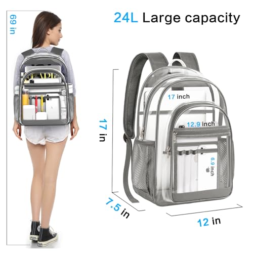 Gray Clear Backpack with Reinforced Bottom F2935