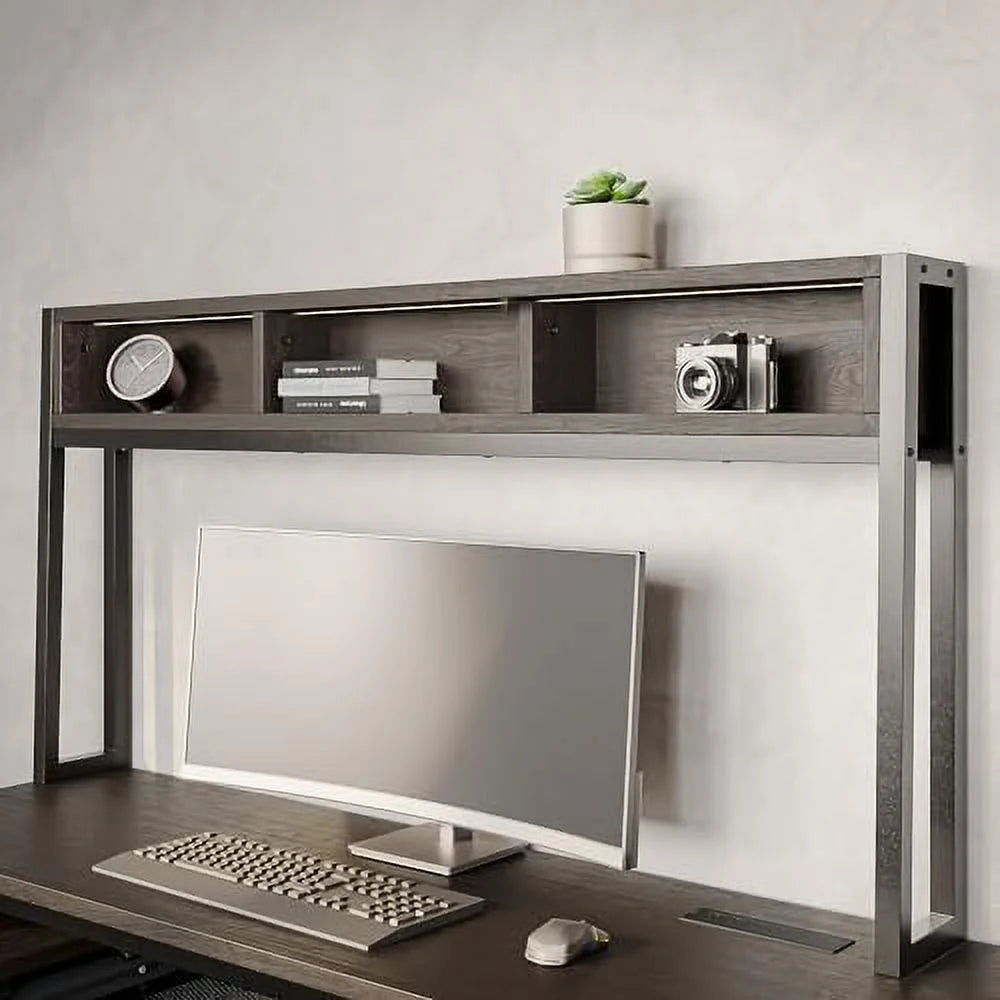 Computer Desk with Monitor Stand and File Cabinet, 104" Long L-Shaped Desk with RGB LED Lights and USB AC Outlet D5700