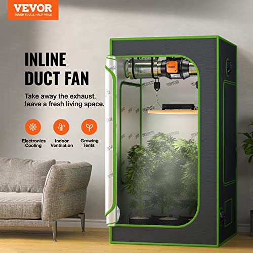 Inline Duct Fan with Temperature Humidity Controller, Quiet EC-Motor Ventilation Exhaust Fan K1485