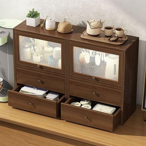 Rustic Mini Countertop Cabinet with Door and Drawer R5662