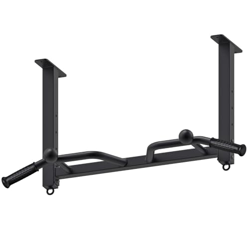32" Ceiling Mounted Heavy Duty Pull Up Bar with Punching Bag Hanger and Resistance Bands C46598