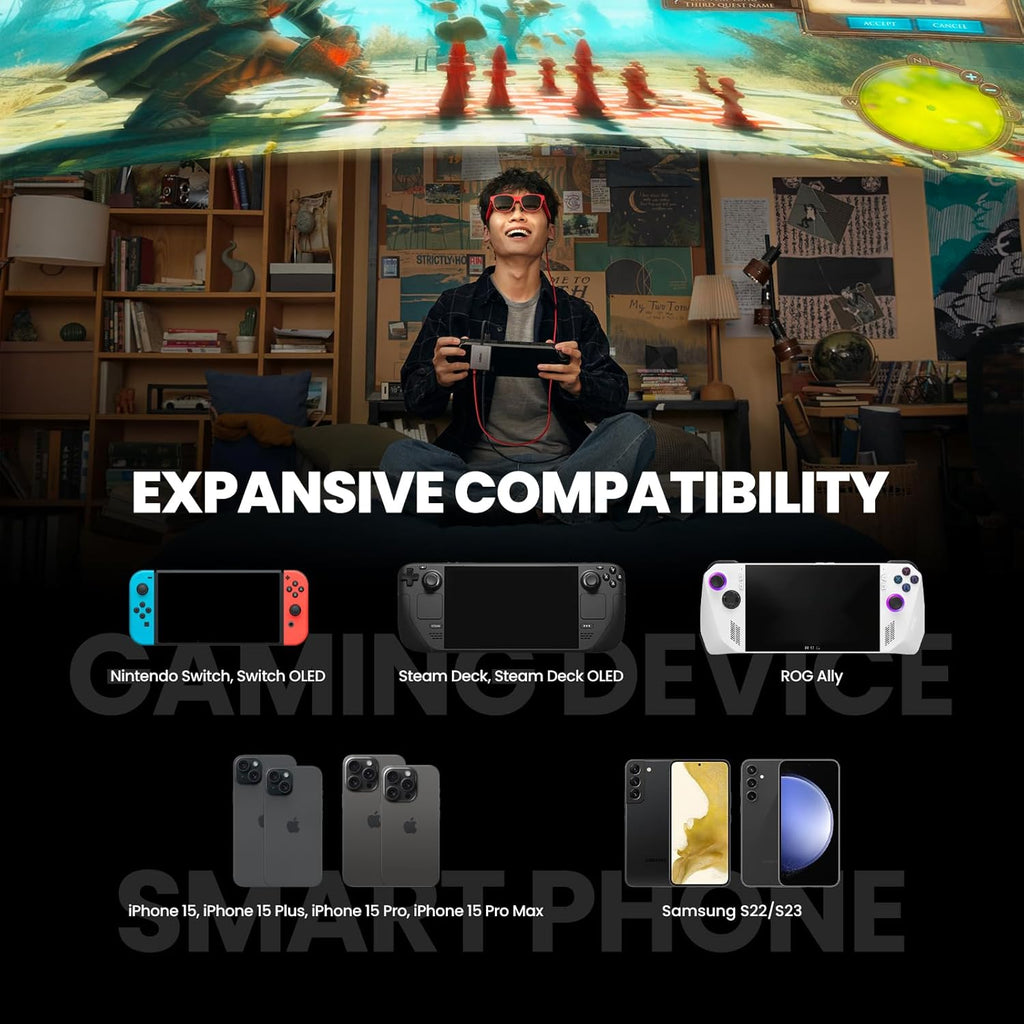 AR Glasses with 130" Wearable Display, 72g 120Hz 1080P W6888