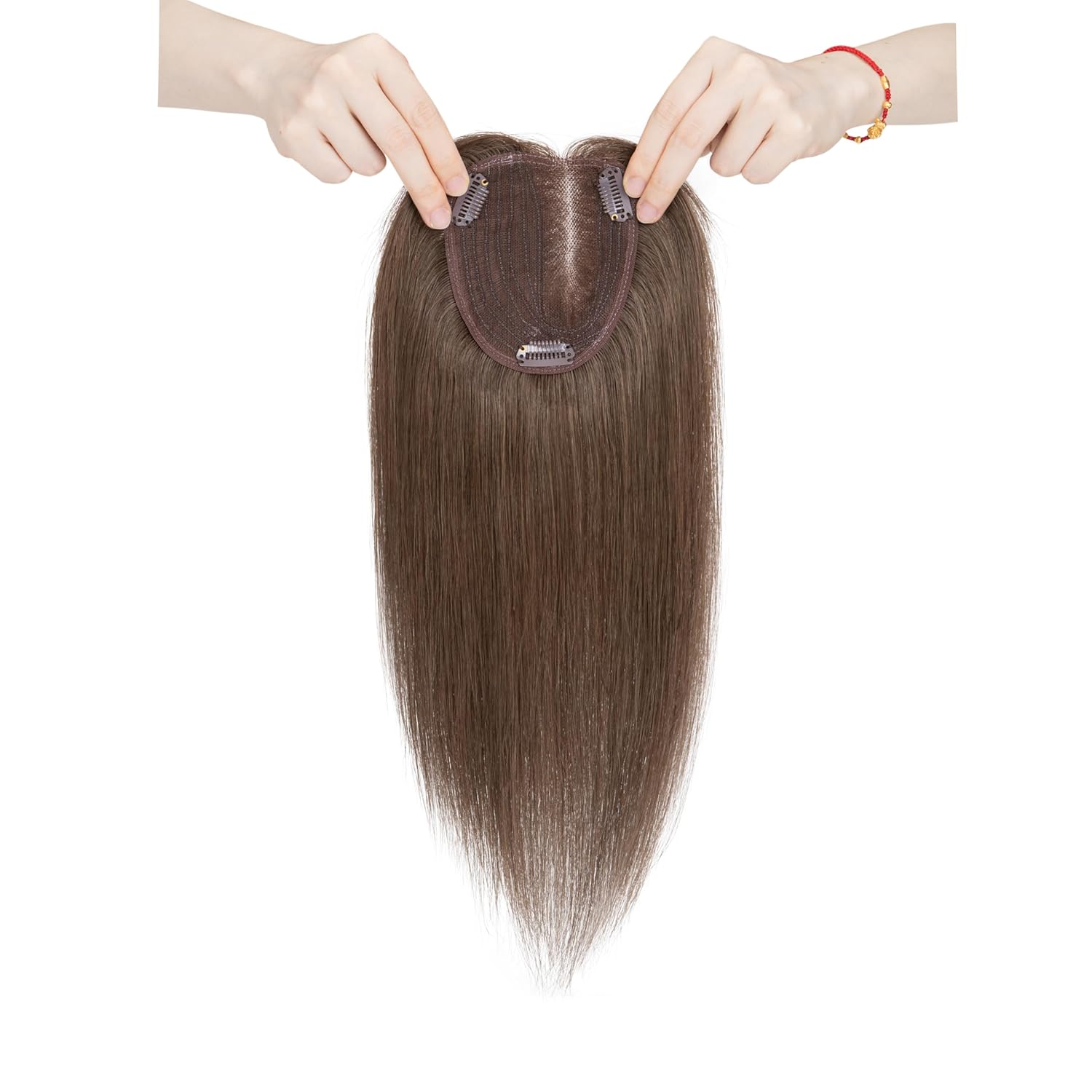 100% Human Hair Topper Silk Base Q586