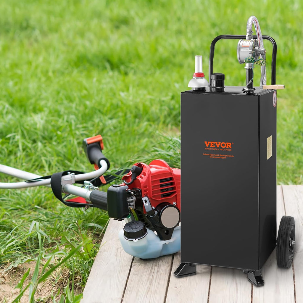 Black 30 Gallon Portable Fuel Caddy with Manual Transfer Pump Y572