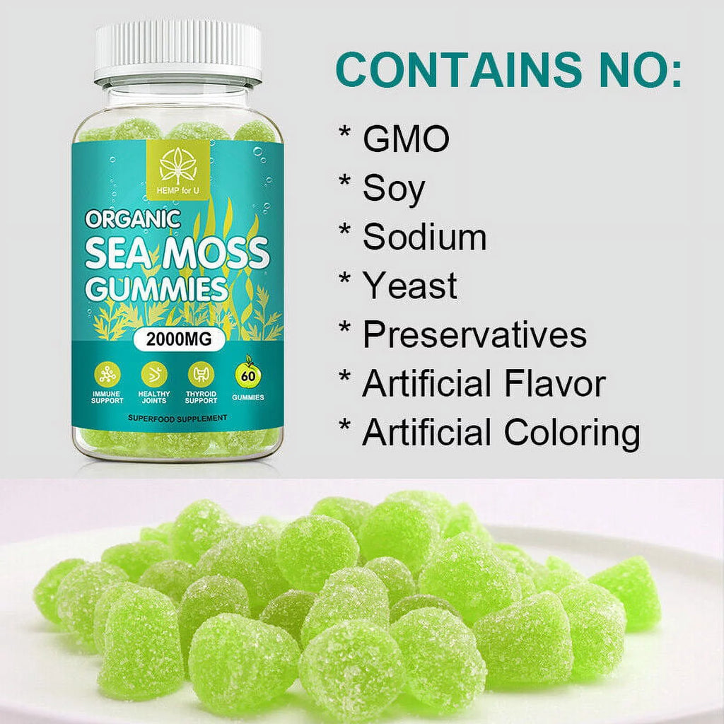 Organic Sea Moss Gummies, 2000mg 60 Capsule H58489