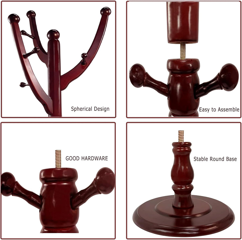 Freestanding Wood Coat Rack with 11 Hooks O7083