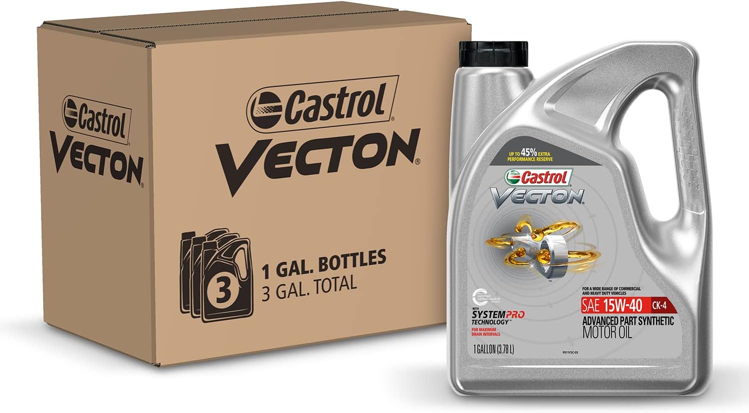 15W-40 CK-4 Part Synthetic Diesel Engine Oil, 1 Gallon, Pack of 3 G9895