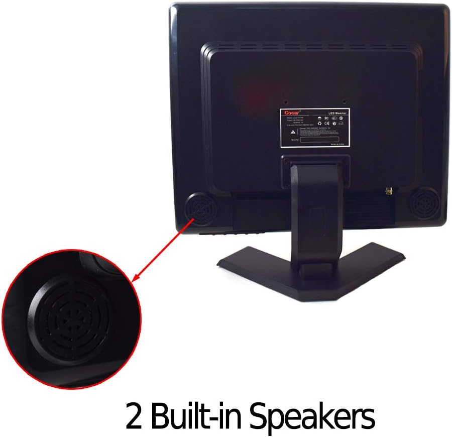 15 inch CCTV Security Monitor with BNC VGA HDMI AV Built-in Speaker 4:3 HD Display LCD Screen Display with USB Media Player C842033