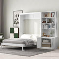 White Solid Wood Queen Size Murphy Bed with Desk C1980