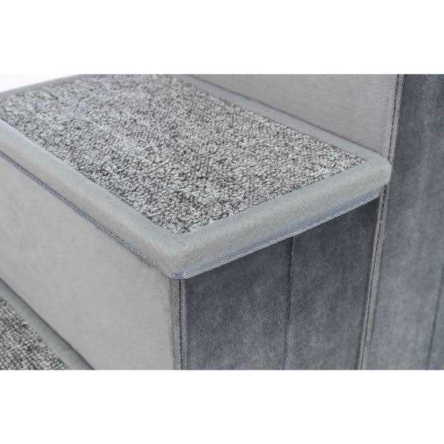 Velour Foldable 3-Step Pet Stairs with Storage I8163