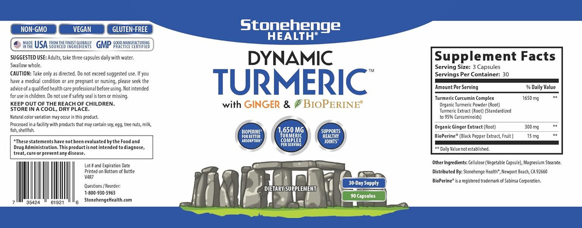 1,650 mg Turmeric Curcumin with Ginger, 90 Vegetarian Capsules I411