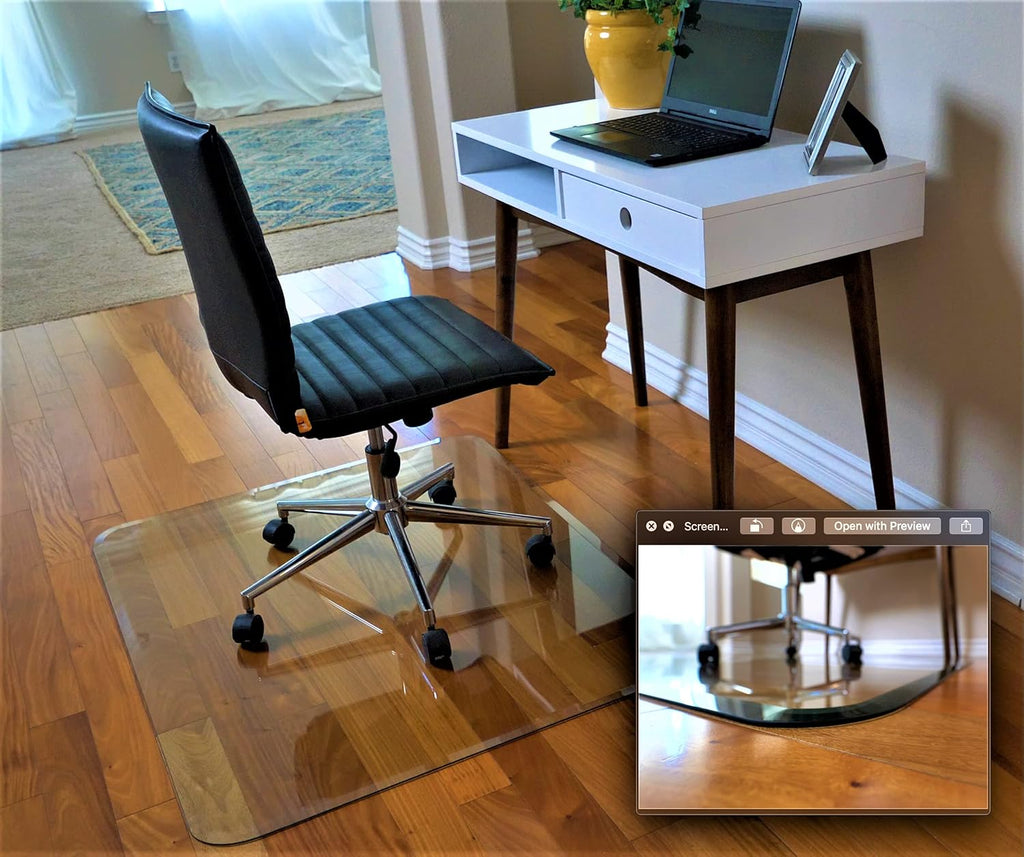 36" x 46" Clear Tempered Glass Chair Mat with Beveled Edge Y38411