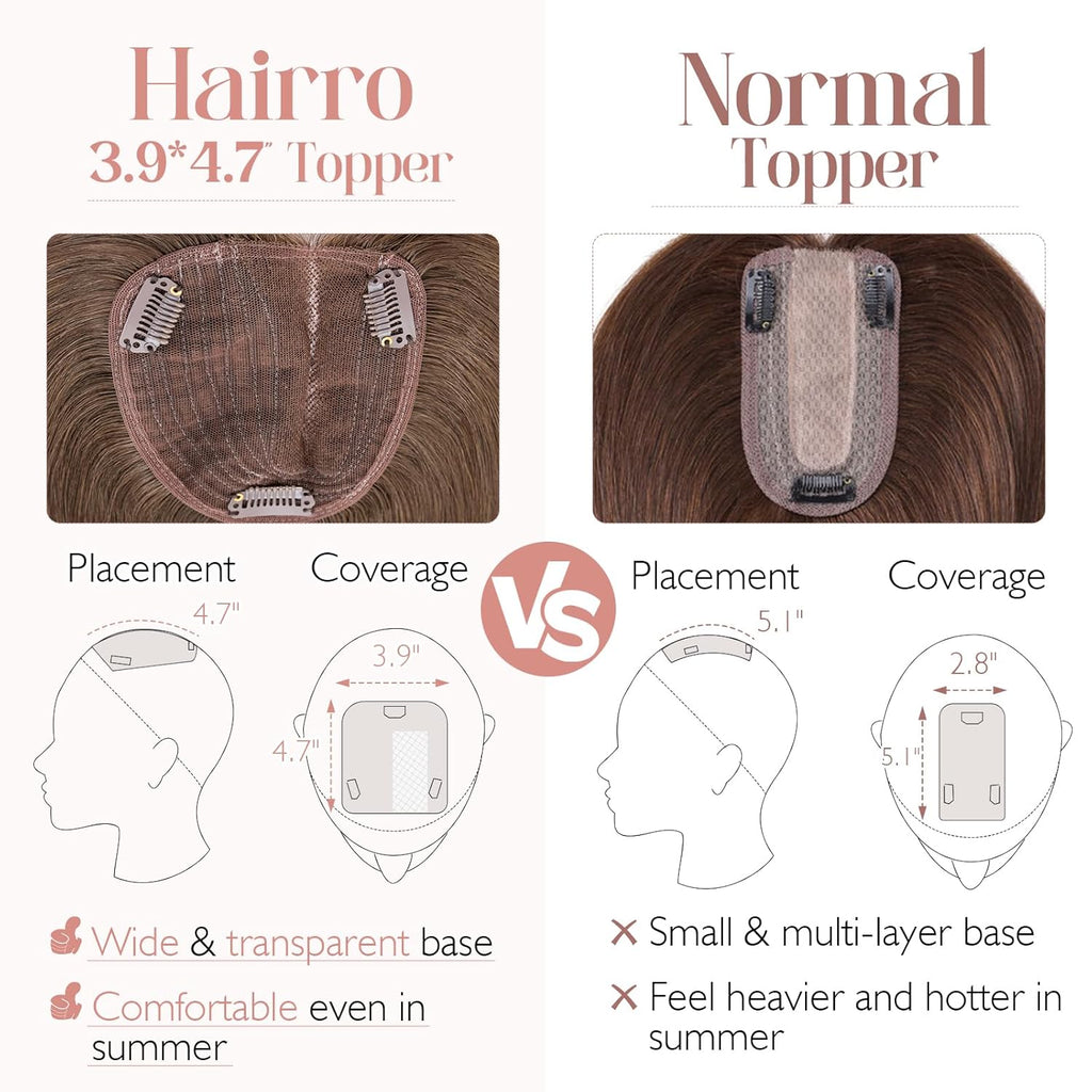 100% Human Hair Topper Silk Base Q586