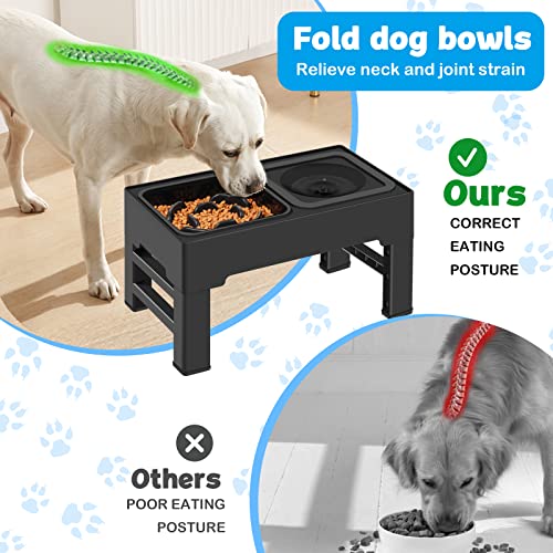 2-in-1 Elevated Slow Feeder Dog Bowls with Non-Skid Silicone Mat U248