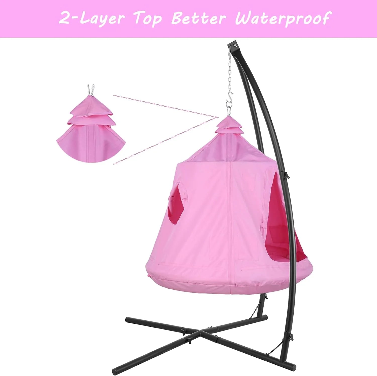 Pink Hanging Hammock Chair with Steel Stand G80558