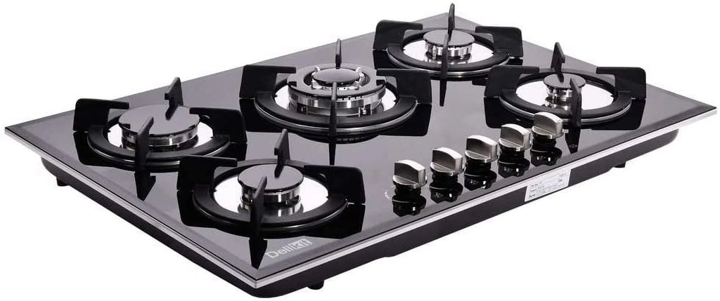 30 inch Gas Cooktop Tempered Glass 5 Burners Stove Top A7614