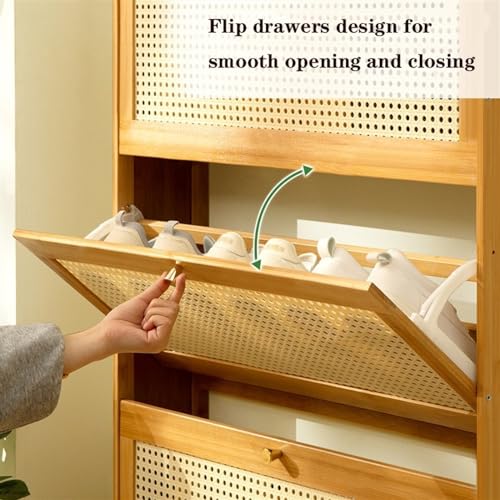 Slim Bamboo Shoe Storage Cabinet with Flip Drawers Z666