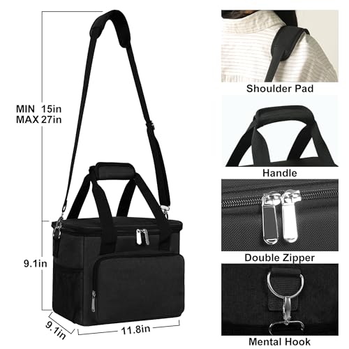 Insulated Leak-Proof Large Black Lunch Bag U774618