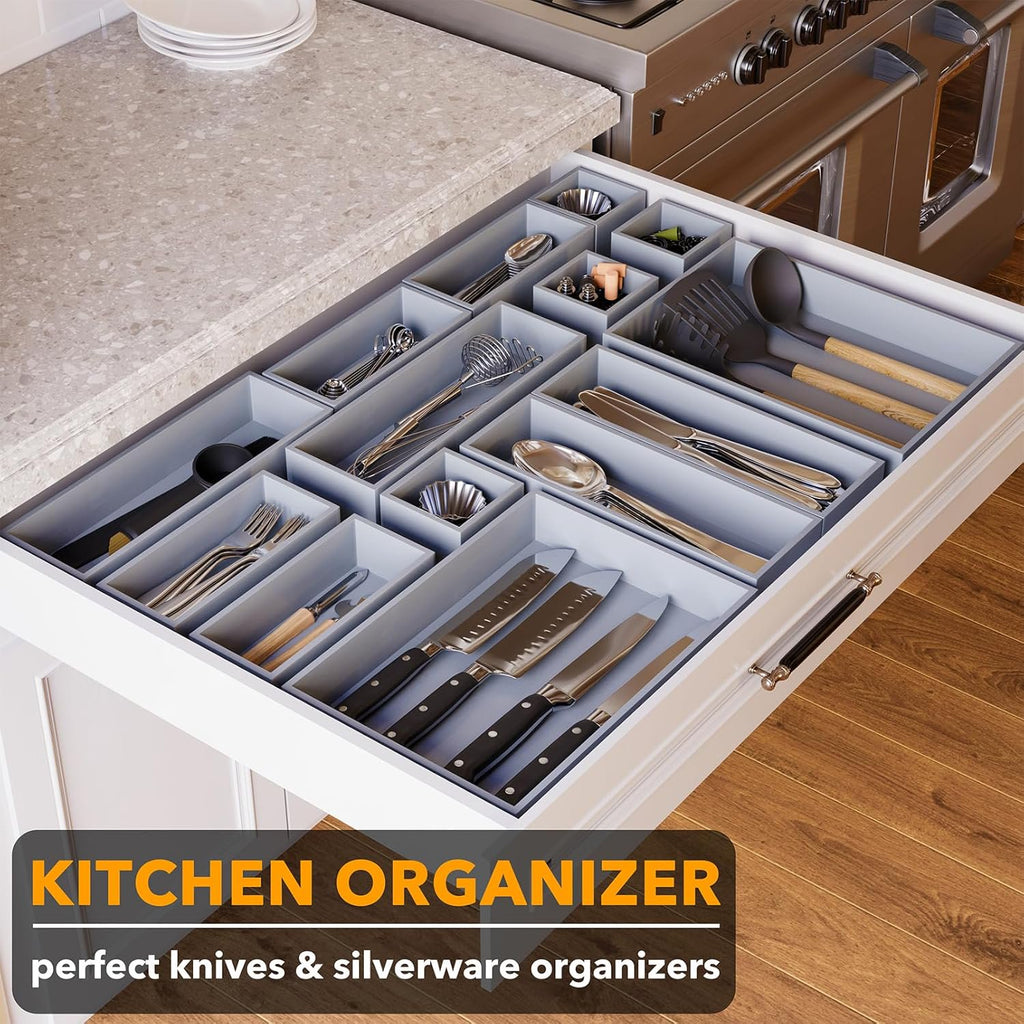 14-Piece Bamboo Drawer Organizer Storage Boxes Set A120