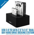 USB 3.0 to SATA Dual Bay External Hard Drive Docking Station for 2.5 or 3.5in HDD SSD with Hard Drive Duplicator Cloner Function 10TB Support Pack of 2 P2017