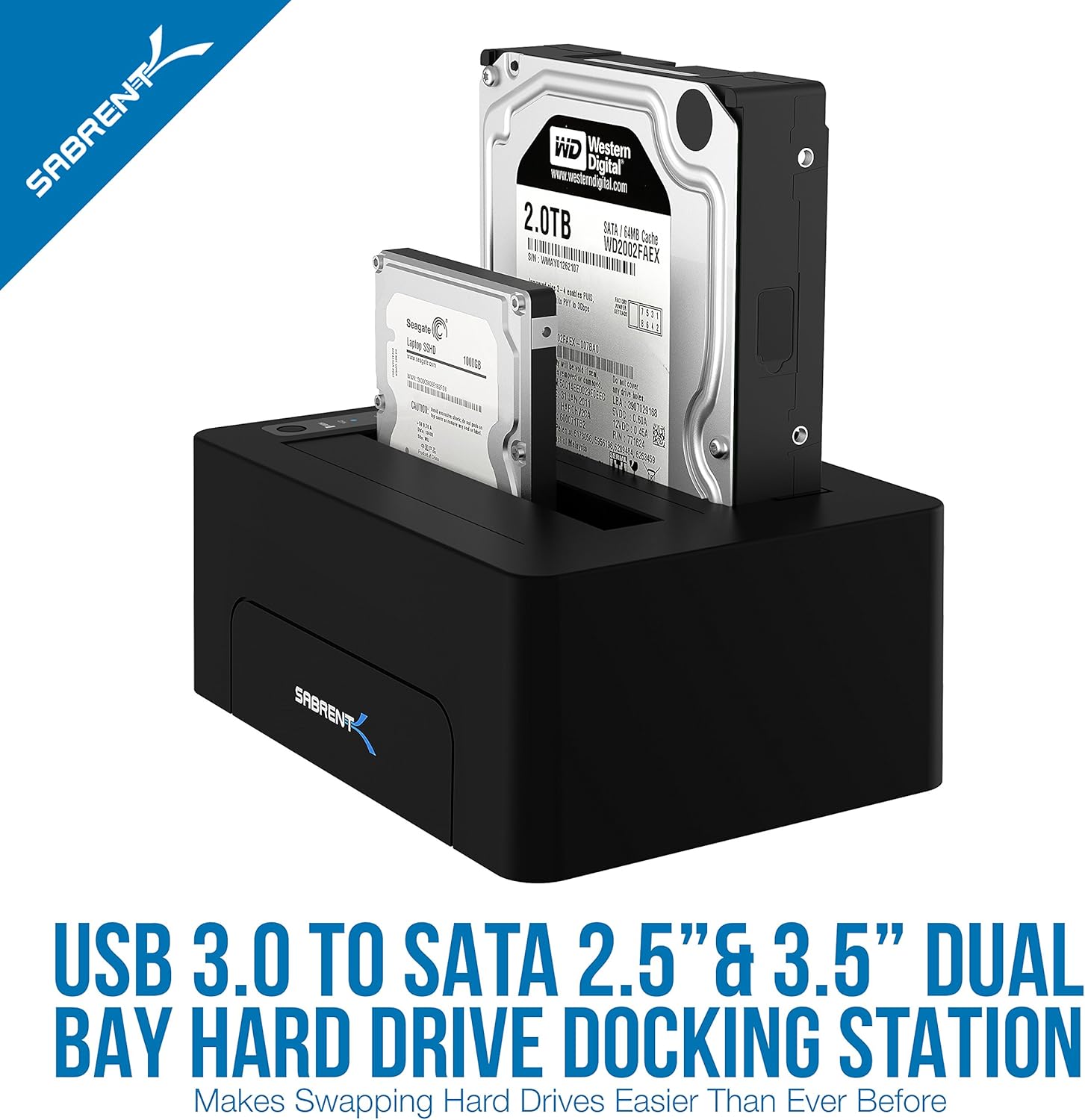 USB 3.0 to SATA Dual Bay External Hard Drive Docking Station for 2.5 or 3.5in HDD SSD with Hard Drive Duplicator Cloner Function 10TB Support Pack of 2 P2017