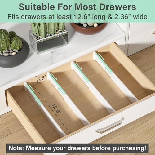 Drawer Dividers 8 Pack, 2.36" High, 12.6-22.8'' Adjustable Expandable Plastic Drawer Organizers H47220