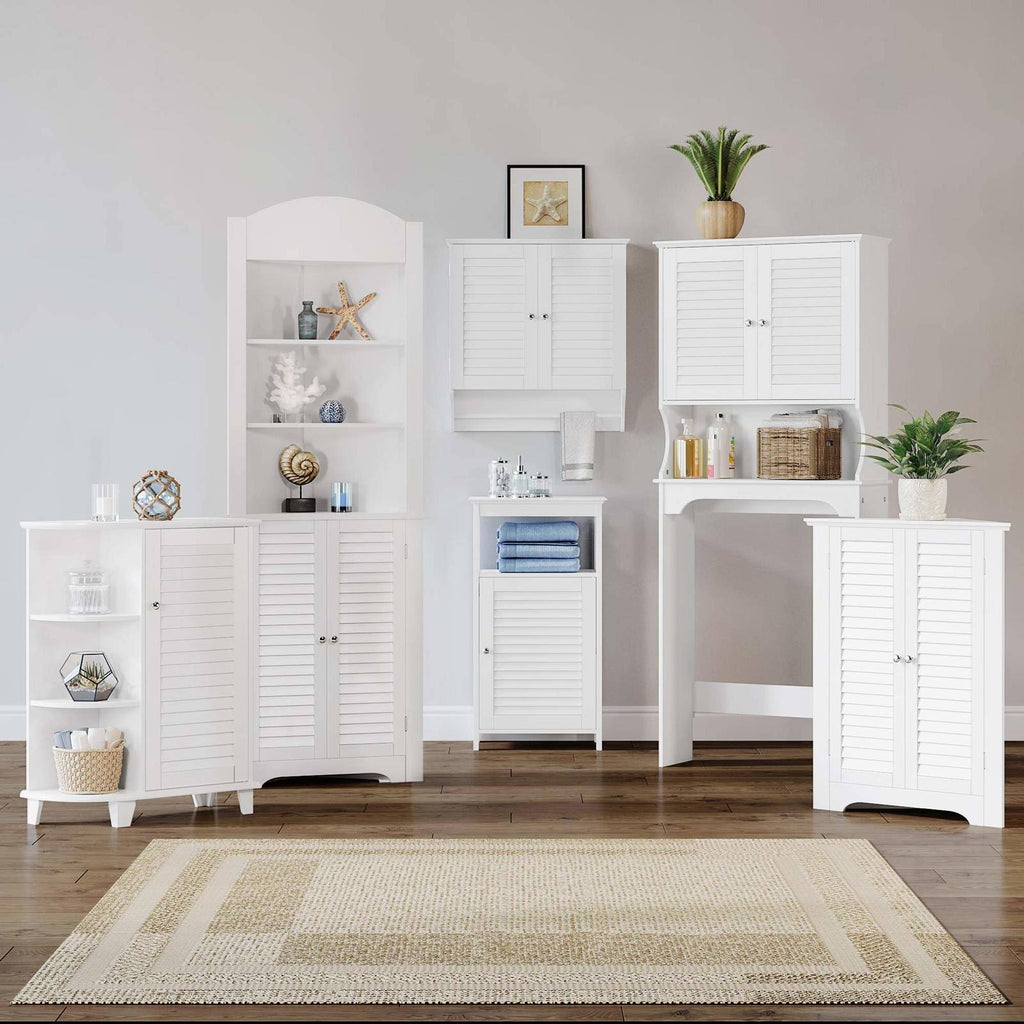 White 3-Shelf Corner Cabinet Q9311