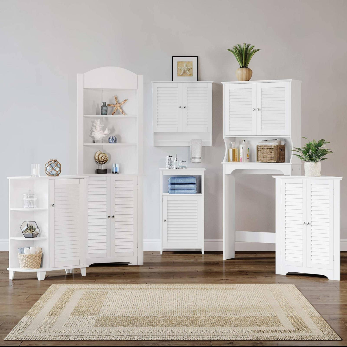 White 3-Shelf Corner Cabinet Q9311