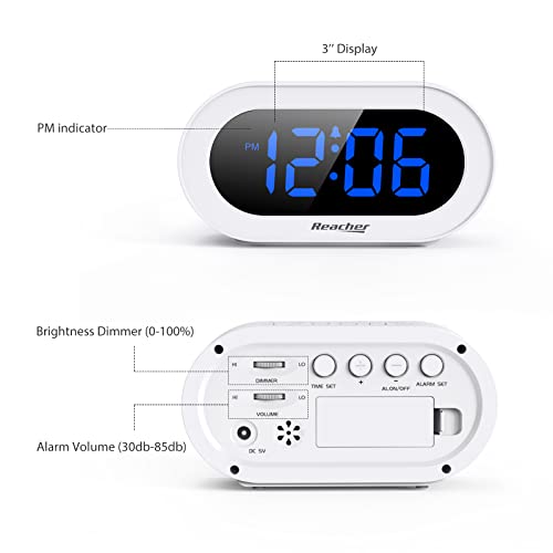 Small LED Digital Alarm Clock with Snooze (White) W720560