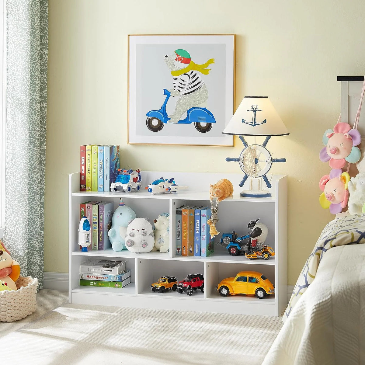 White 5-Section Wooden Bookshelf T770852