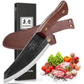 6.6 Inch High Carbon Steel Nakiri Knife with Leather Sheath M550