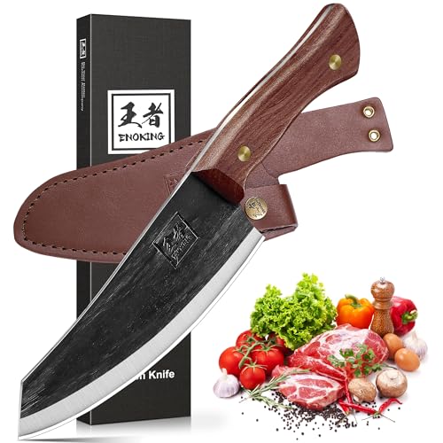6.6 Inch High Carbon Steel Nakiri Knife with Leather Sheath M550