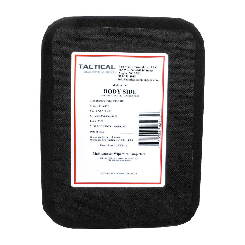 Level III+ PE Polyethylene Single Curve Body Armor 6x8 Plate X7227