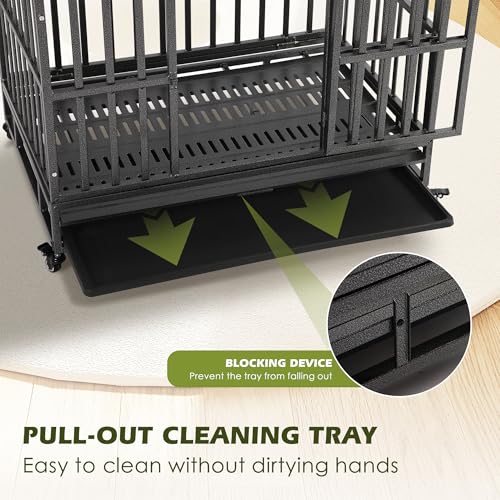 38 inch Folding Dog Crate with Removable Tray I525