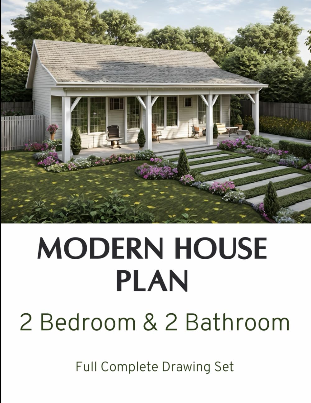 860 square feet 2 Bedroom 2 Bathroom Tiny House Plan Drawing Set Z377