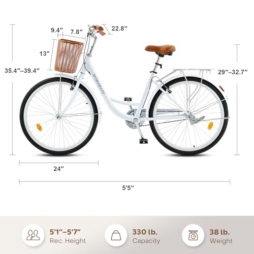 24 26 inch 1 Speed Step Through Cruiser Bike with Basket P59753