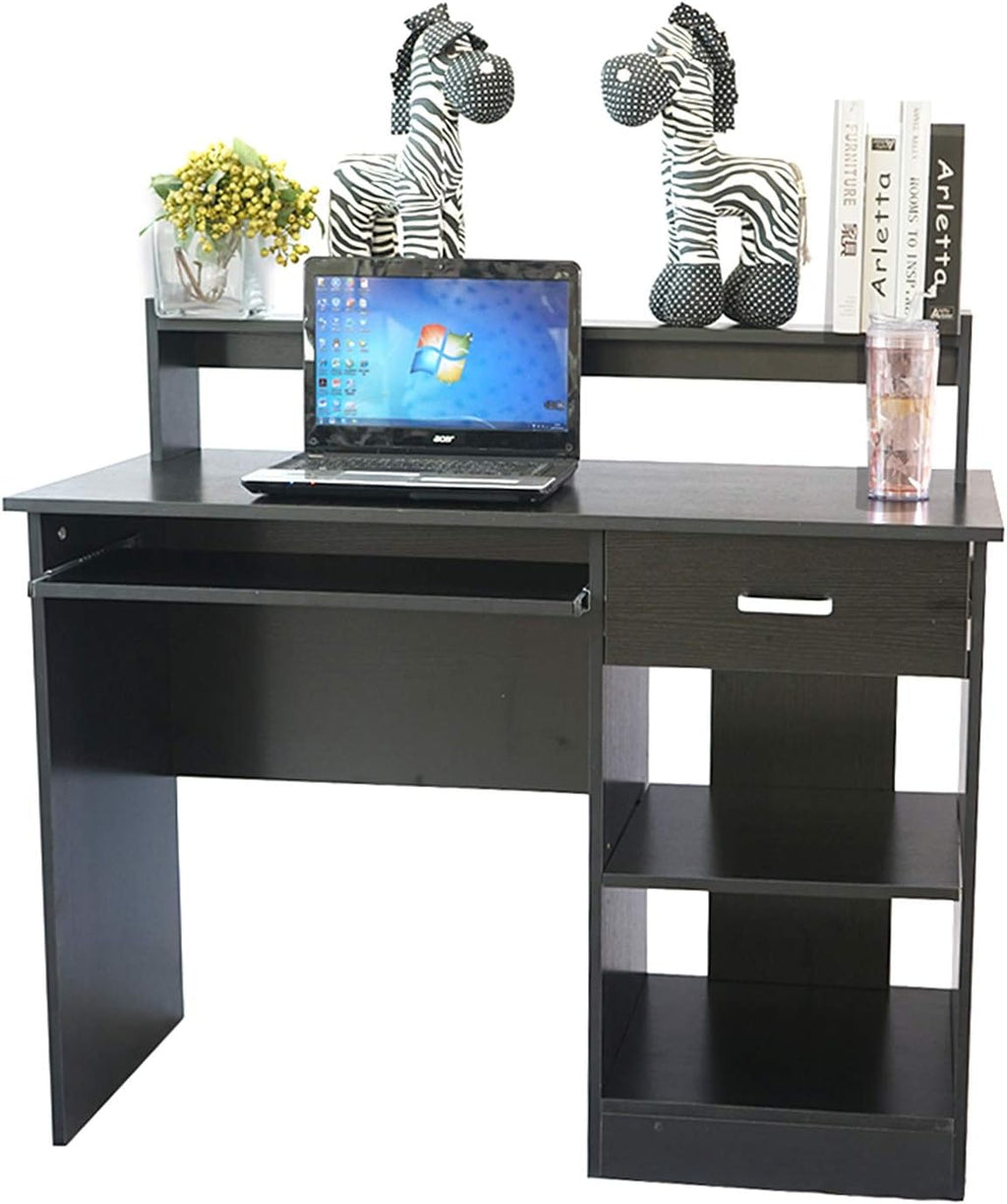 Black Computer Desk with Keyboard Tray and Drawer F900