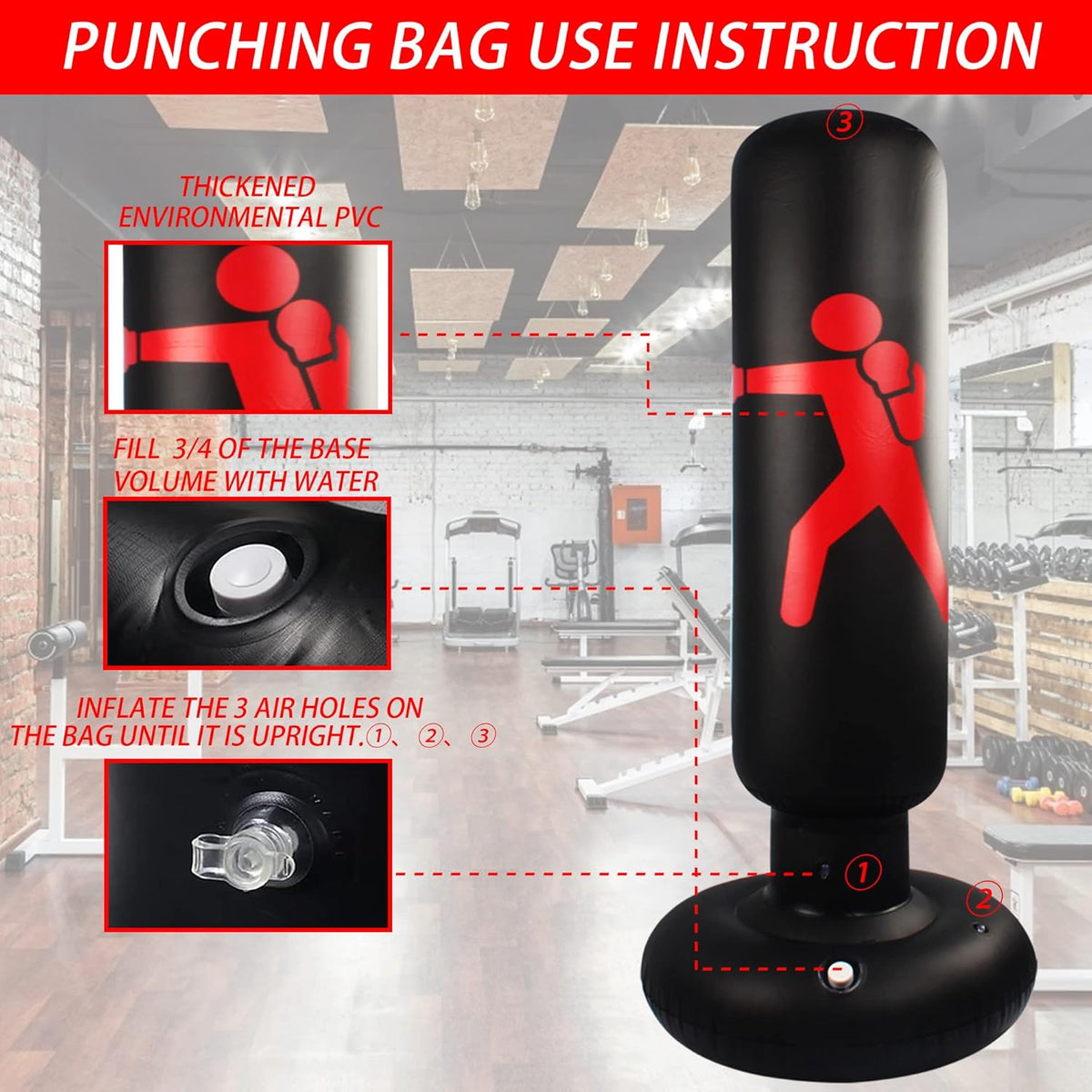 63" Freestanding Inflatable Punching Bag K221581