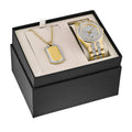 Gold-Tone PVD Watch and Dog Tag Pendant Box Set N375