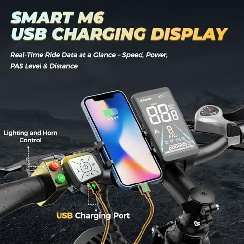 M1 Pro Electric Bike, 1800W Peak Motor, 48V 17.5Ah, 26'' x 4.0'' Fat Tire, 7 Speed, Dual Suspension N941939
