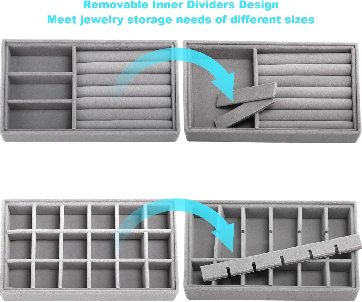 4 Pcs Velvet Jewelry Organizer Trays V9536